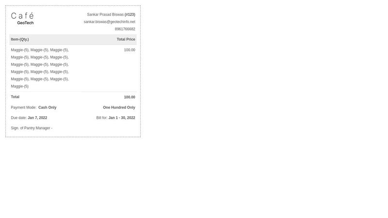 Bill/ invoice html template