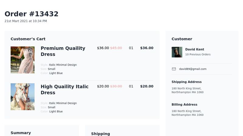 Free Tailwind CSS Order Summaries Component