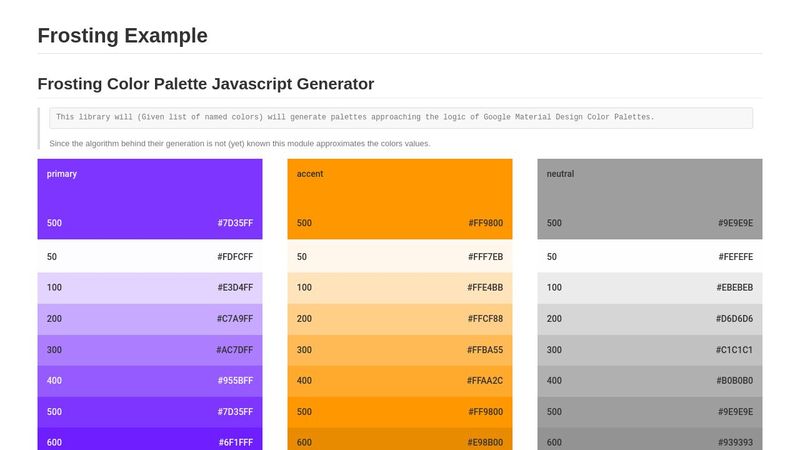 Frosting.js (Color Generation Example)