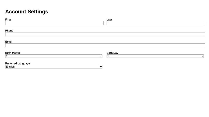 Account Settings Form with CSS Grid