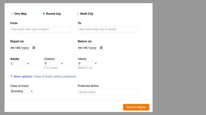 Flight Booking Form with CSS
