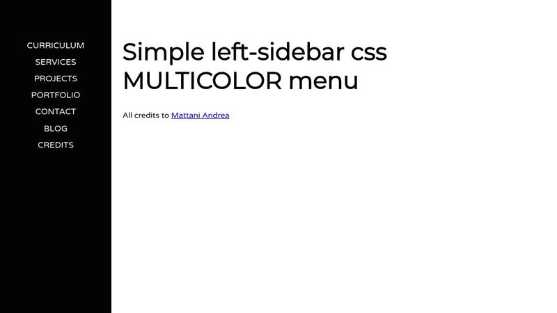SIMPLE LEFT-SIDEBAR CSS MULTICOLOR MENU'
