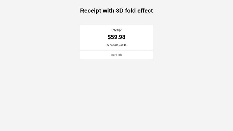 Receipt with 3D fold effect