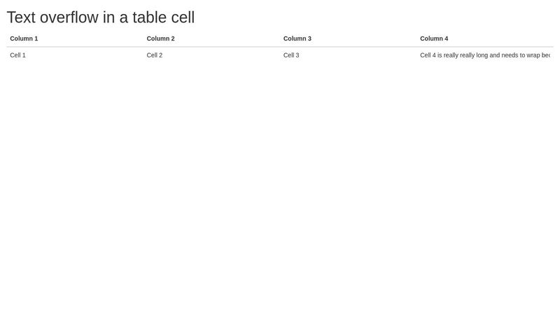 text overflow table cell