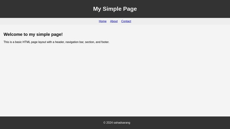 Html Simple Page Layout Example