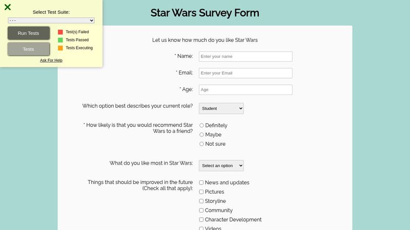 Star Wars Survey Form