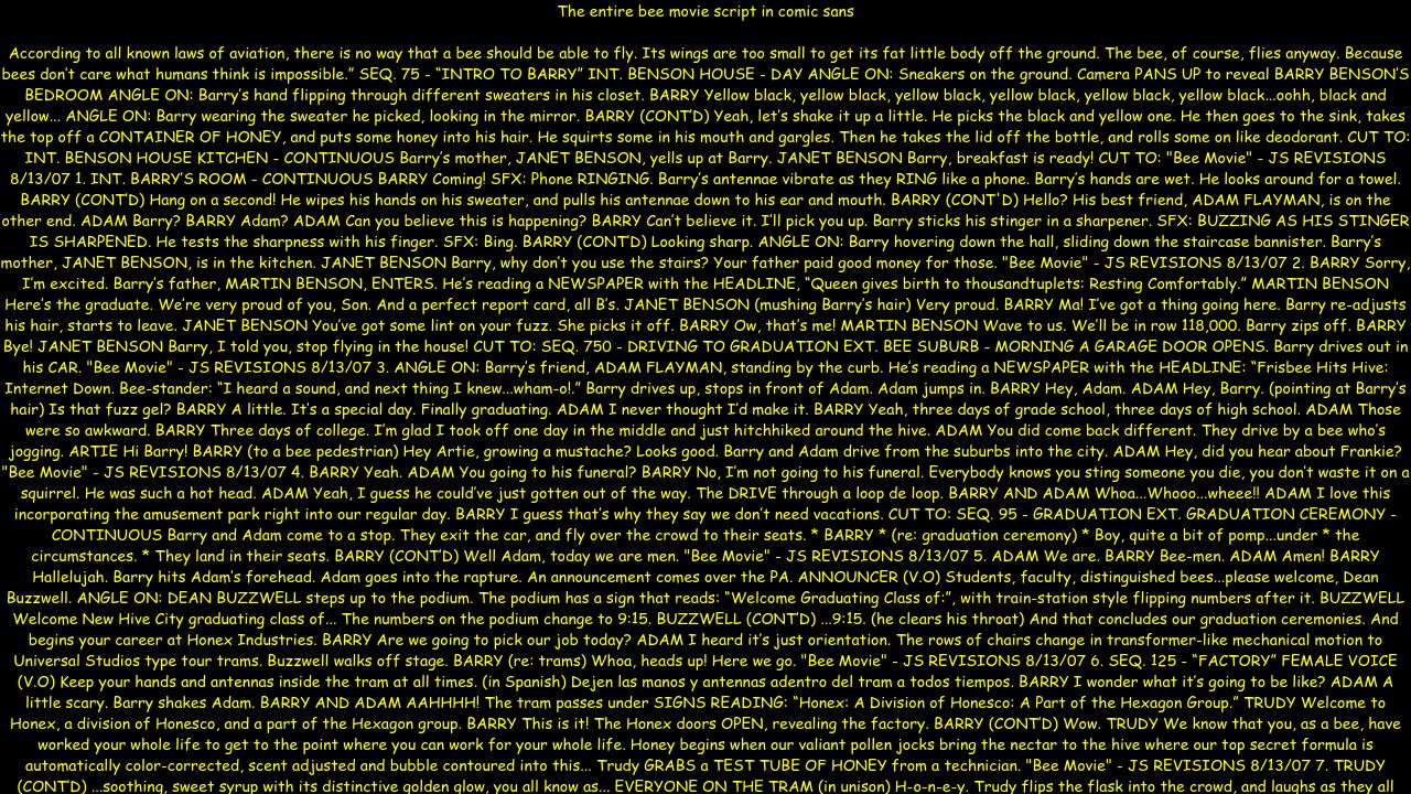 Bee Movie Script According to all known laws o