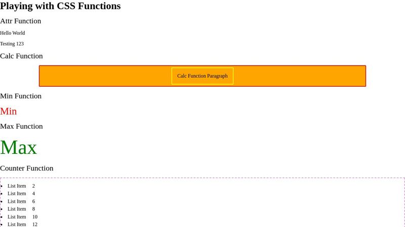 Playing with CSS FUNCTIONS