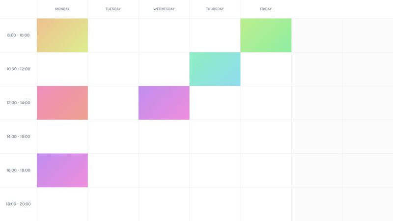 Timetable template with CSS grid