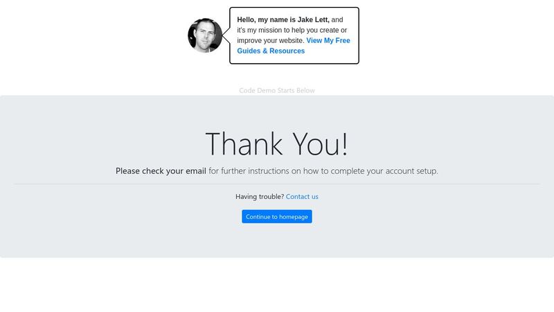 Bootstrap 4 Thank You Page Template
