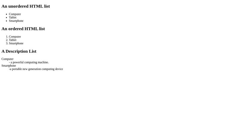 USES OF LISTS IN HTML