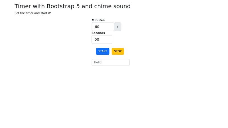 Timer with Bootstrap and chime sound