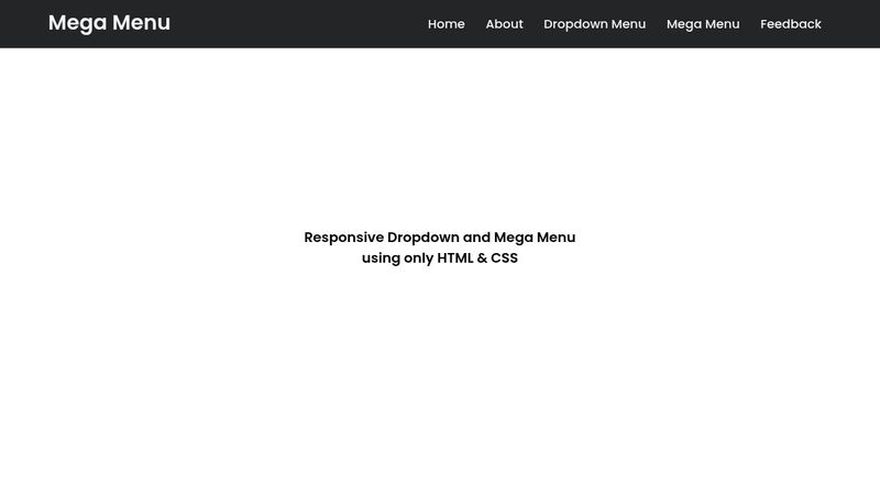 Responsive Mega Menu and Dropdown Menu using only HTML & CSS