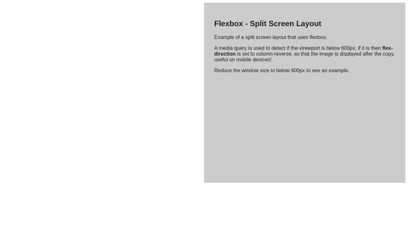 Flexbox - split screen layout