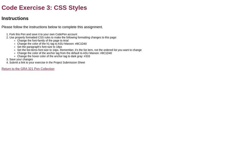 Code Exercise 3: CSS Styles