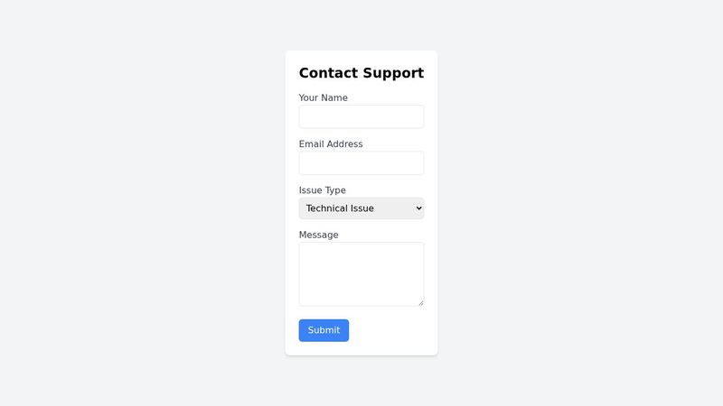 Tech support contact form