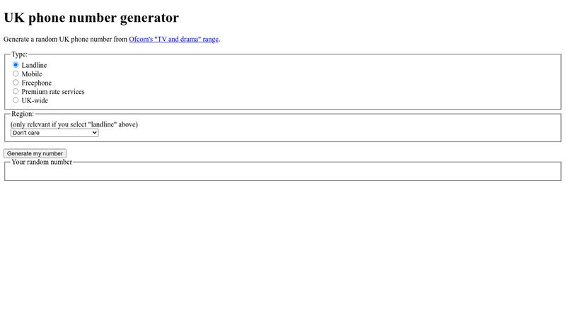 UK OFCOM Phone Number Generator   XxmdQdw 800 