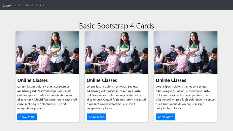 Basic Bootstrap4 cards
