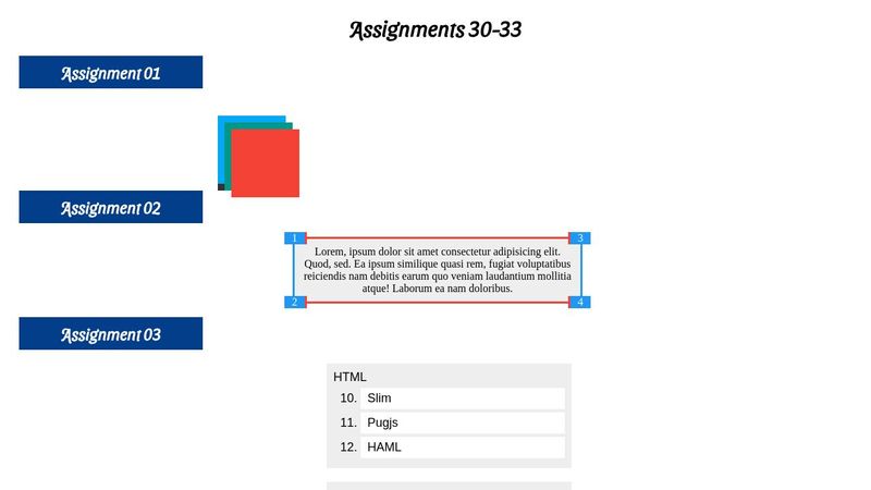 CSS Assignments 30-33