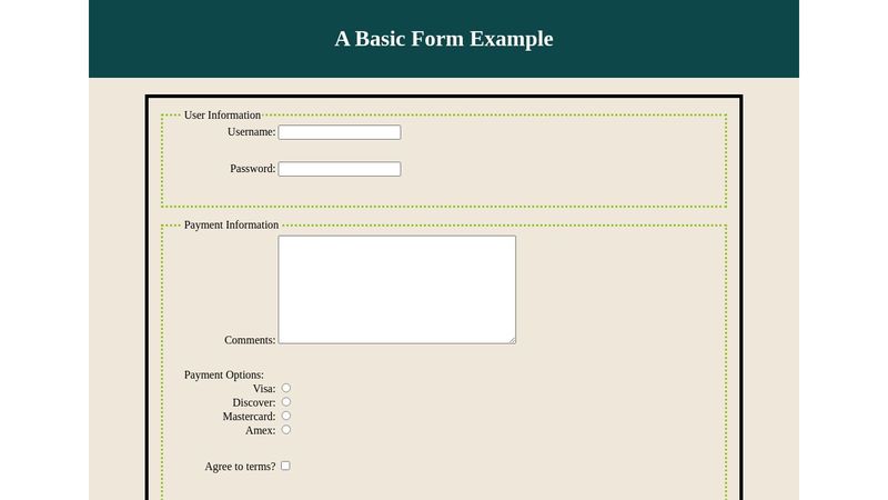 Basic HTML Form Example