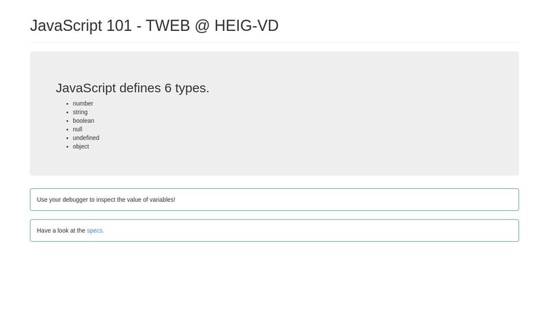 JavaScript 101 - JavaScript types