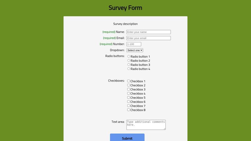 CodePen - FCC project: Survey Form