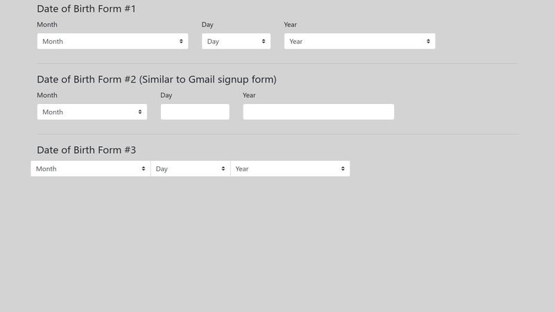 Date of Birth Forms