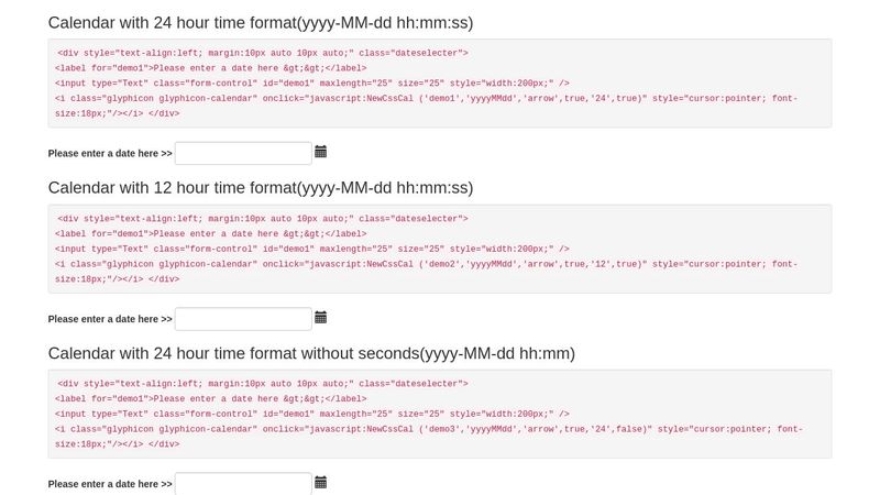 customized Bootstrap Date Time Picker with Seconds