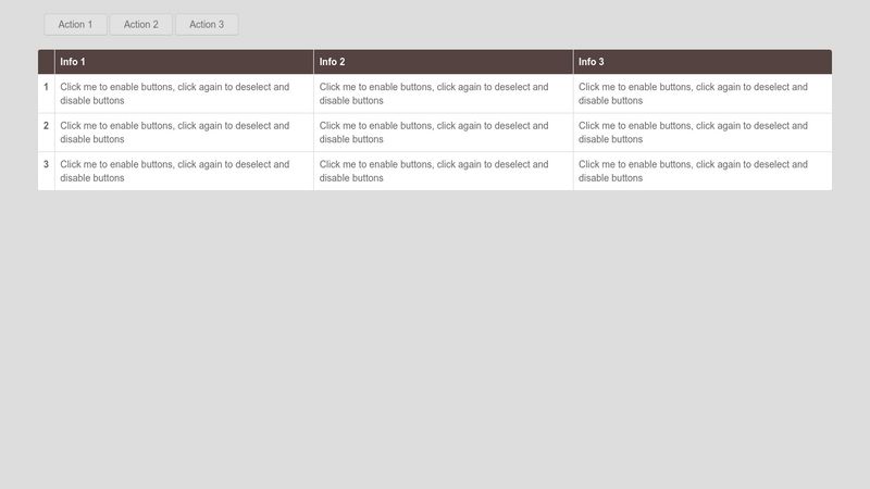 Enable buttons by clicking table row disable by deselecting table row