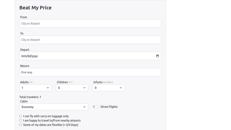 Flight Search form