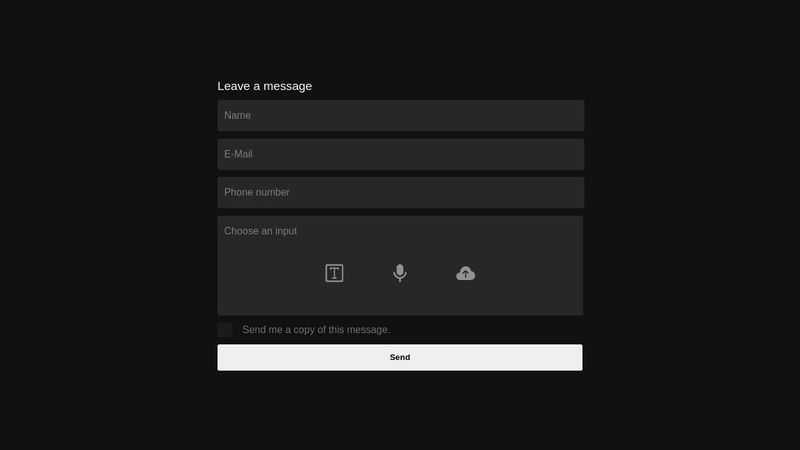 CodePen Home Leave a Mp3 Audio Message / File Upload Contact Form