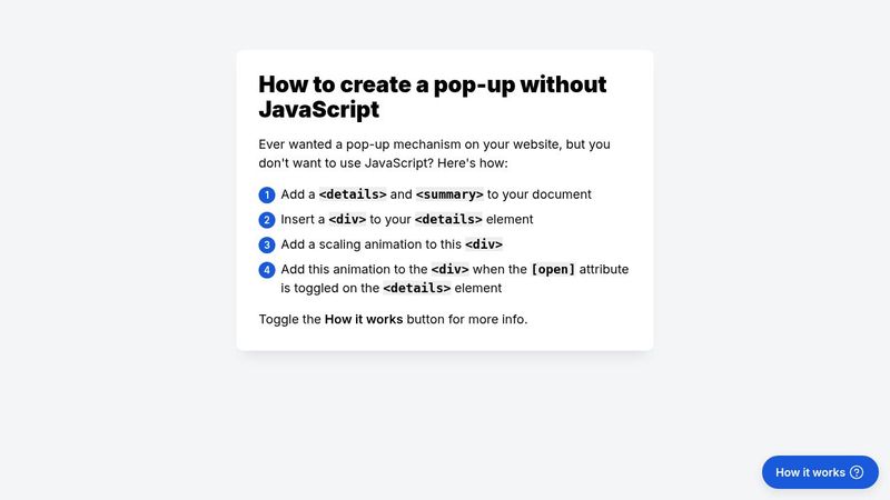 Pop-up without JavaScript
