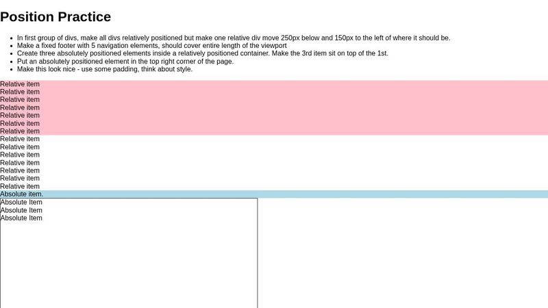 CSS Position - Position Exercise - Starter Code