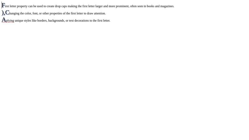 Highlight markers for text with first-letter css