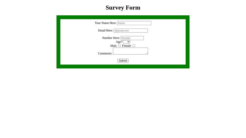Survey Form (HTML and CSS)