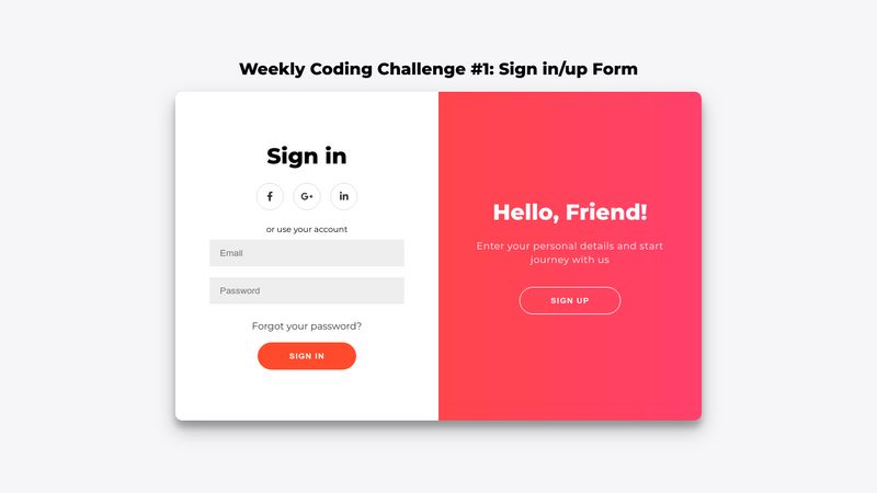 Weekly Coding Challenge #1 - Double slider Sign in/up Form - Desktop Only