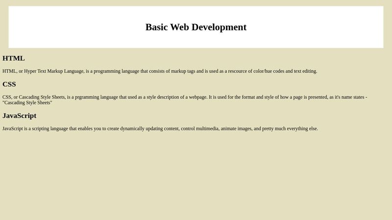 Basic Web Development 1/23