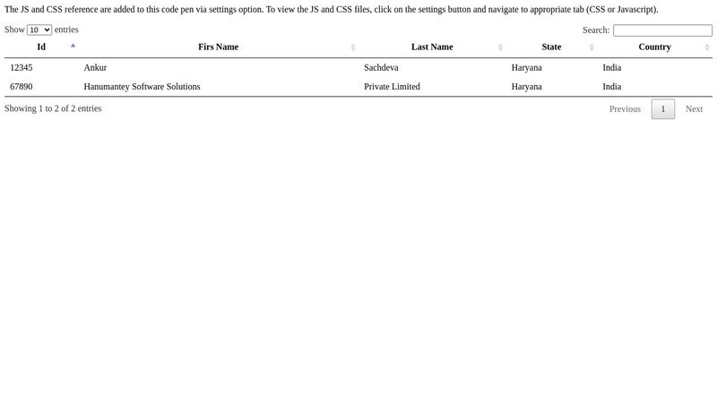 How to add sorting, searching, or pagination to the HTML table element?