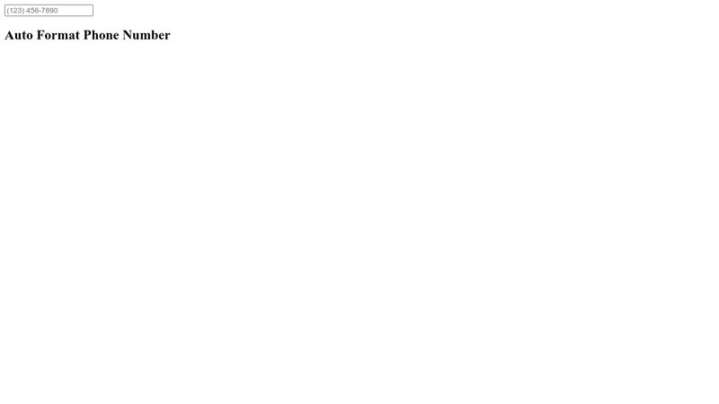Html Phone Number Auto Format