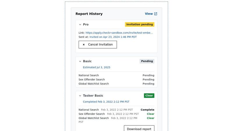 Javascript Reports Overview Embed