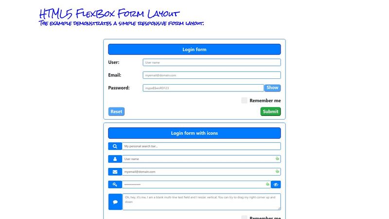 HTML5 Responsive Forms Example