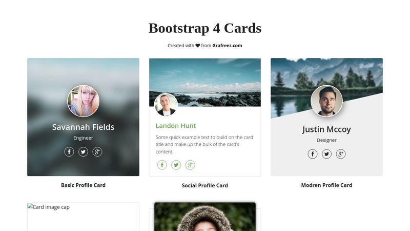 Bootstrap 4 Profile Cards