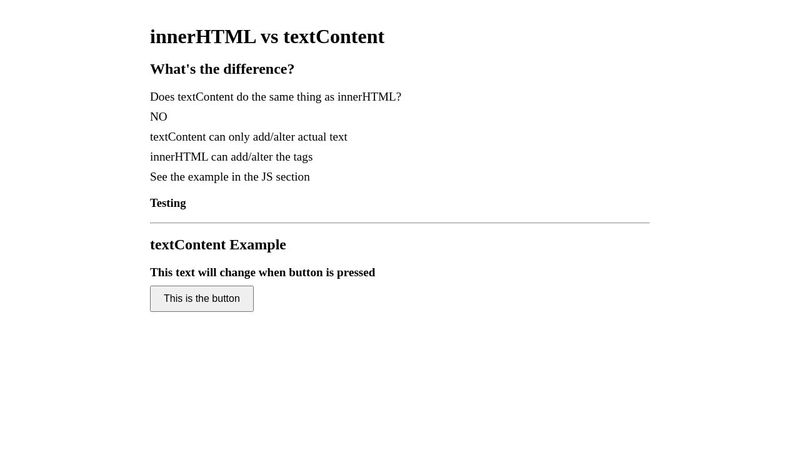 innerHTML vs textContent