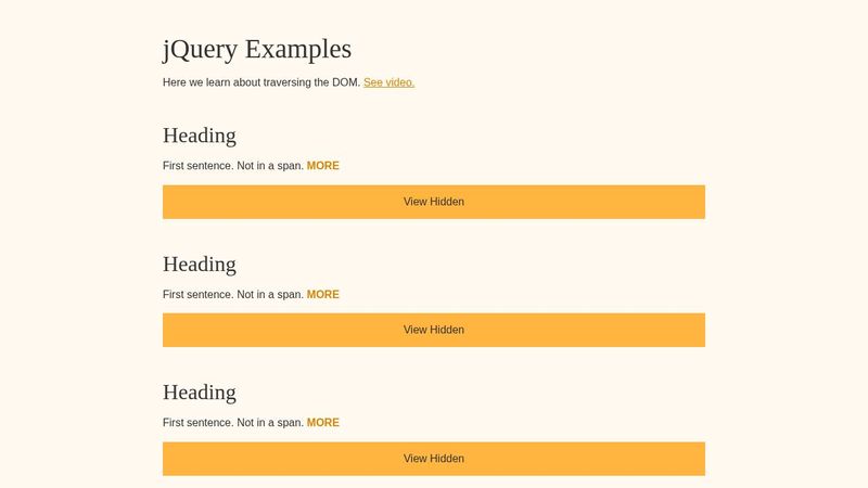 jQuery: Traverse the DOM