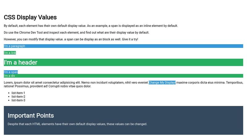 CSS Basics 4 - Display Values