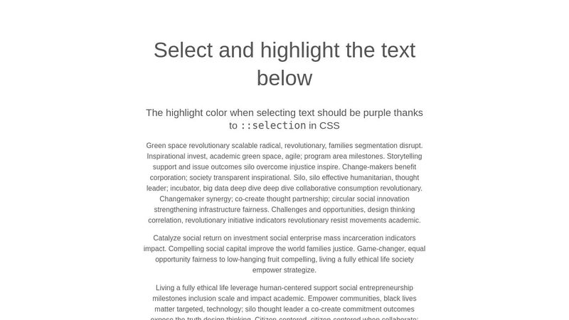 Changing Text Selection Highlight Color in CSS