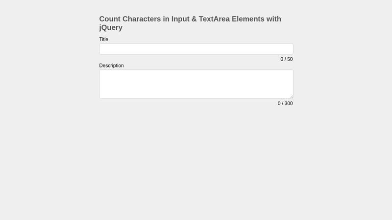 Count Characters in Input and TextArea Elements with jQuery