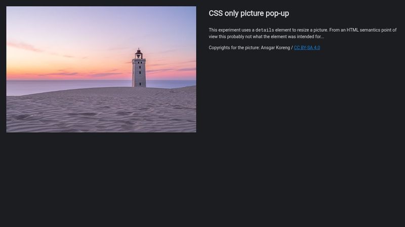 CSS only picture pop-up