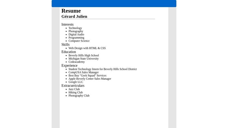 HTML & CSS Resume