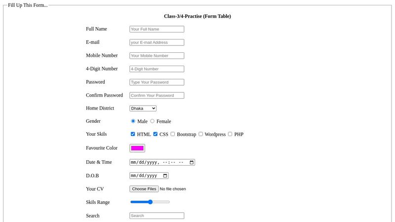 HTML Form Table